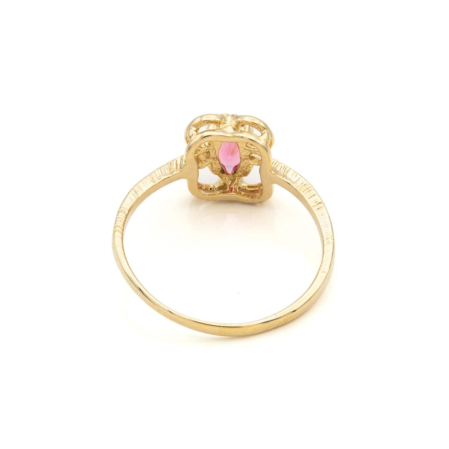 Vintage Ring Pink Tourmaline Austrian Crystal Ring 18k Gold Made in the USA R586 - Limited Stock - Never Worn