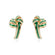 Vintage Mid Century Gold and Green Enamel Post Earrings Handmade Womans Earrings E4186-G