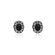 Vintage Black Onyx and Clear Austrian Crystal Post Earrings Antique White Gold Silver Plating Jewelry E2425-OW
