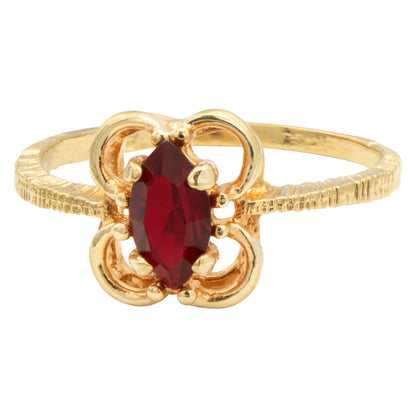 Vintage Ring Pink Tourmaline Austrian Crystal Ring 18k Gold R586