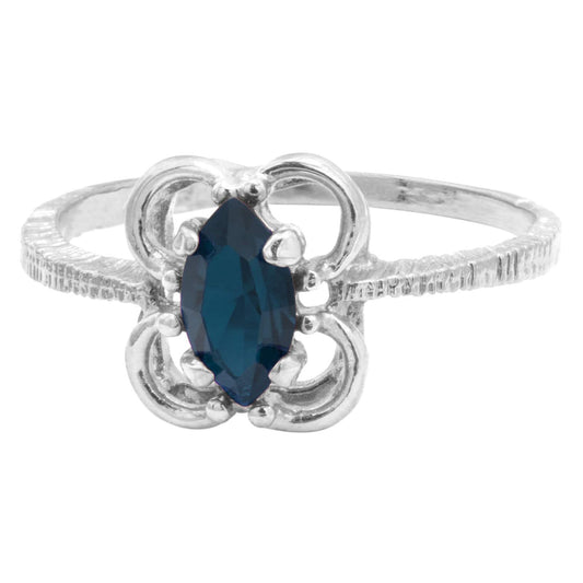 Vintage Ring Sapphire Austrian Crystal Ring 18k White Gold Silver Antique Womans Jewelry Handmade Dainty Boho R586 Limited Stock Never Worn