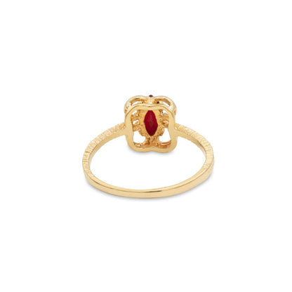 Vintage Ring Ruby Austrian Crystal Ring 18k Gold Antique Womans Handmade Dainty Bodo Midcentry Jewelry R586 - Limited Stock - Never Worn
