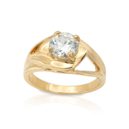 Vintage Ring 1.50 ct. Cubic Zirconia Solitaire Engagement Style Ring 18KT Gold Antique Womans Jewelry #R3428 Size: 7