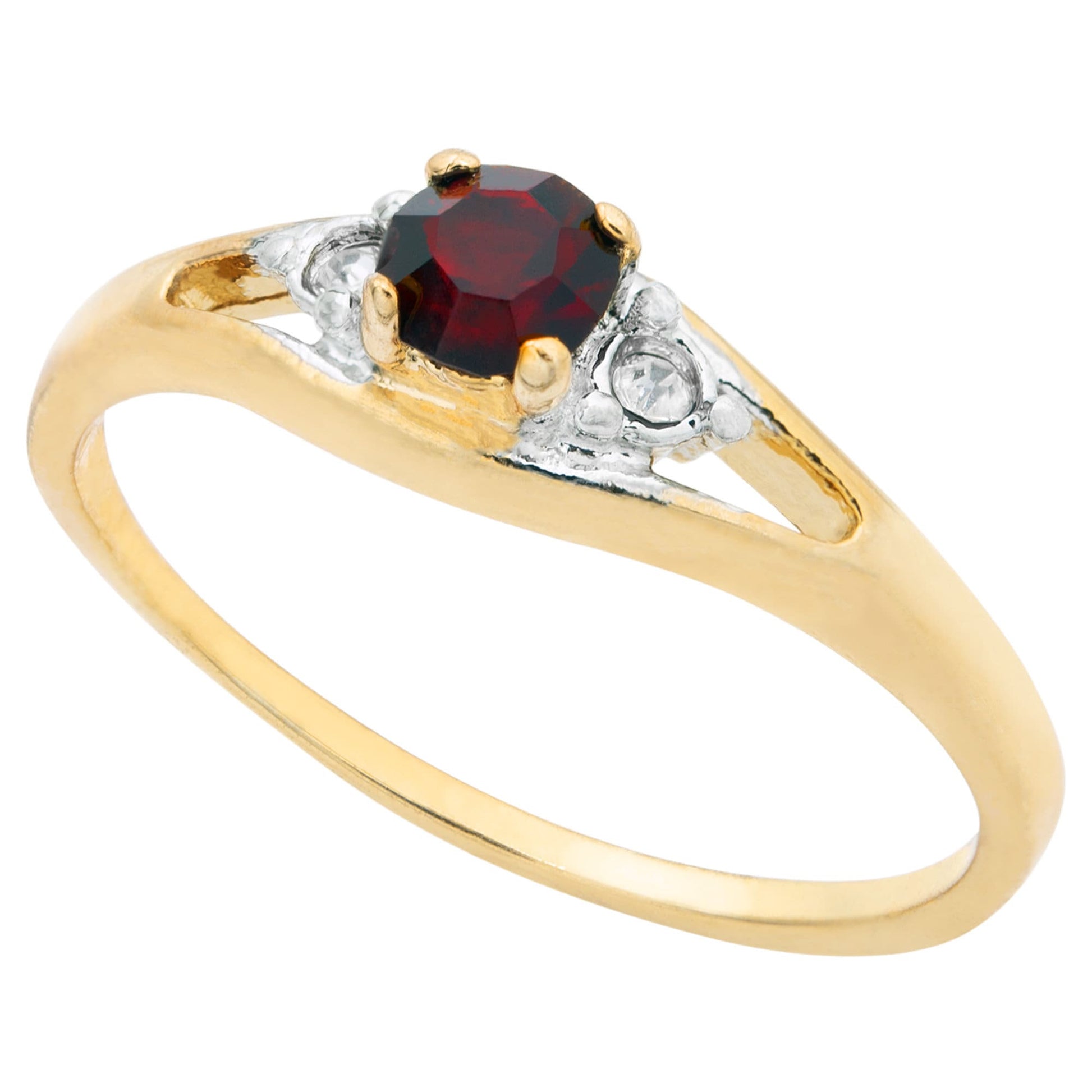 Vintage Garnet with Clear Austrian Crystal Accents 18k Gold Womans Antique Rings R2891 - Limited Stock - Never Worn