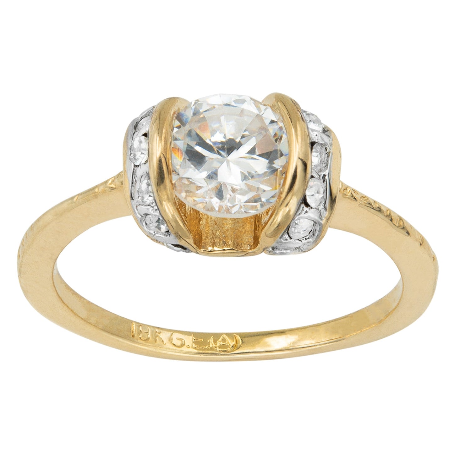 Vintage Ring Cubic Zirconia Solitaire Engagement Style Ring 18KT Gold #R3464 - Limited Stock - Never Worn