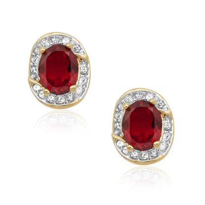 Vintage Ruby and Clear Swarovski Crystal Post Earrings E2671