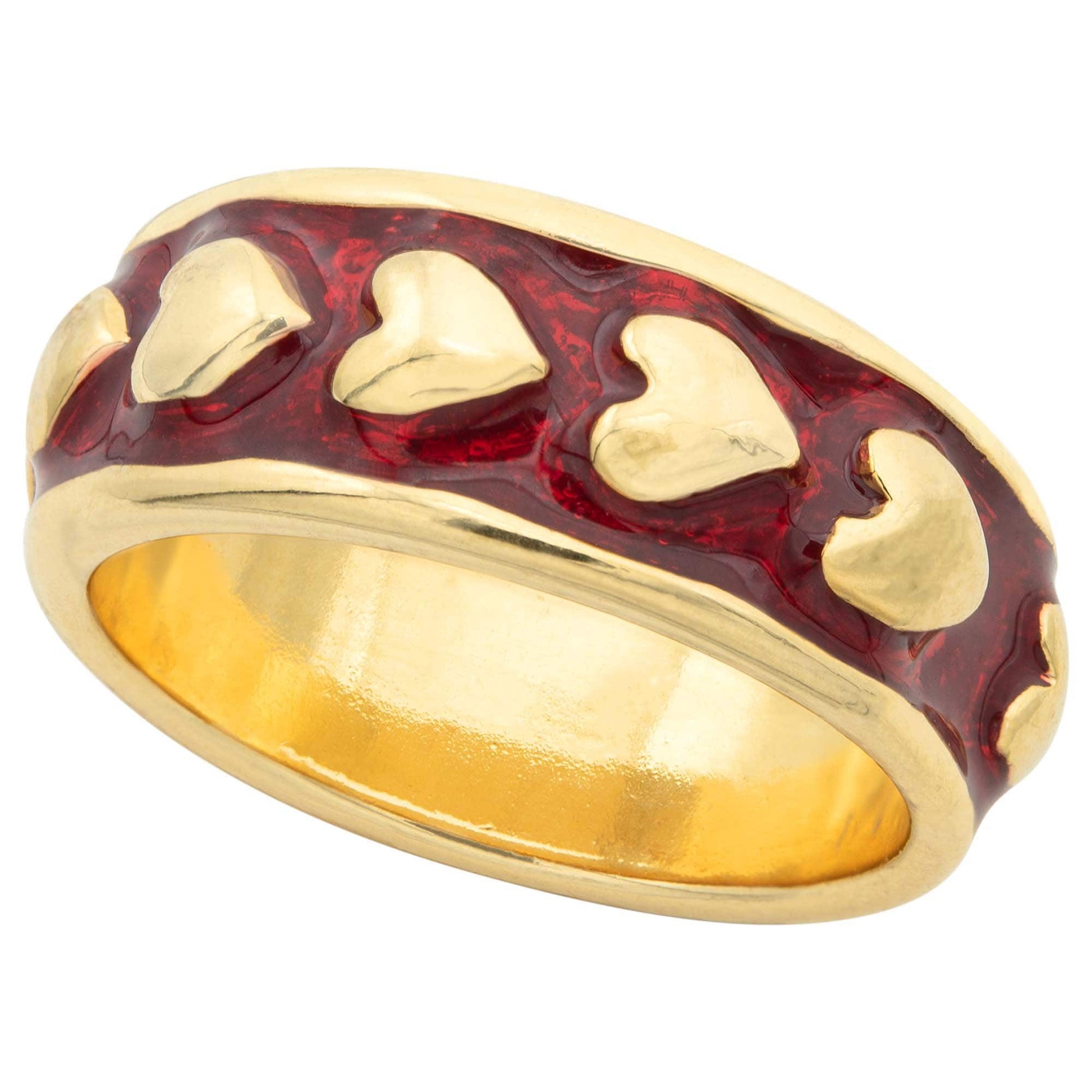 Vintage Ring 1980's Heart Band Ring 18k Yellow Gold Electroplated  R3717