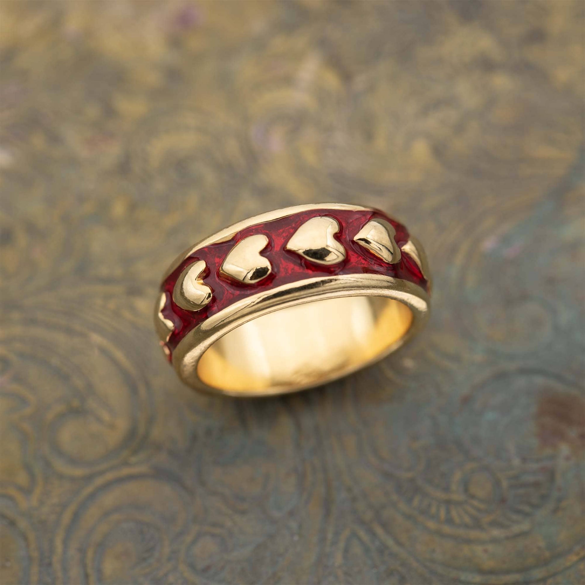 Vintage Ring 1980's Heart Band Ring 18k Gold  R3717 - Limited Stock - Never Worn