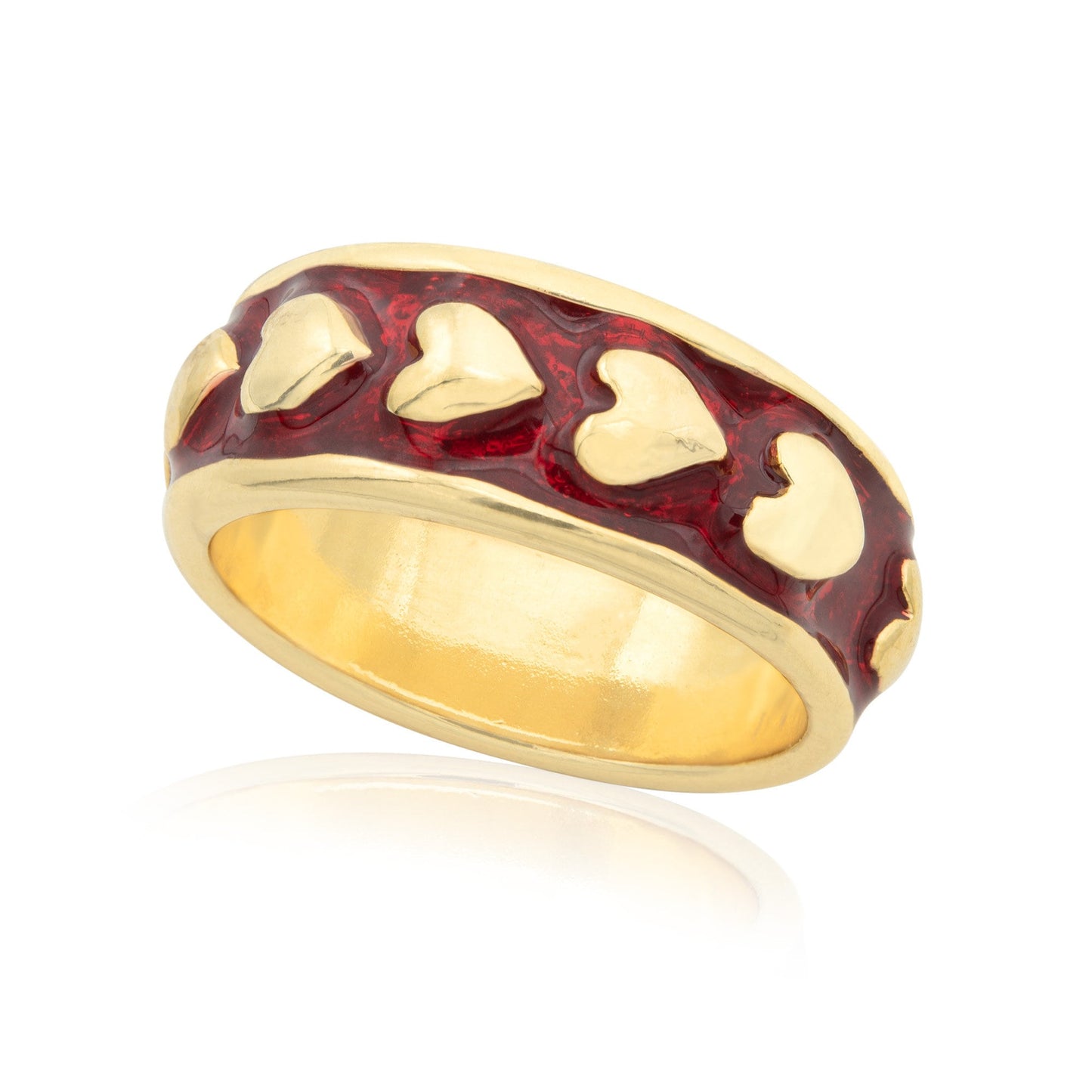 Vintage Ring 1980's Heart Band Ring 18k Gold  R3717 Size: 5