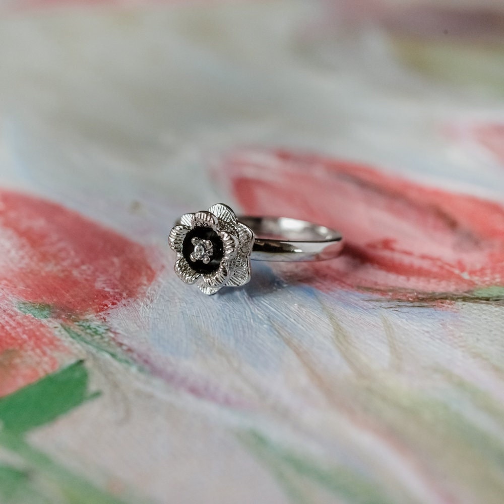 Vintage Ring Flower Ring 18k White Antique Gold Womans Handmade Jewlery Rings Sliver R763 - Limited Stock - Never Worn