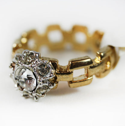 Unique Handcrafted 18kt Gold Plated Vintage Ring Swarovski Crystals Cluster Womans Antique Jewelry #R2865 Size: 9