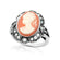 Vintage Ring 1970s 18k Antique White Gold Plated White on Cameo Ring Genuine Marcasite Womans Costume Handmade Jewelry #R1730