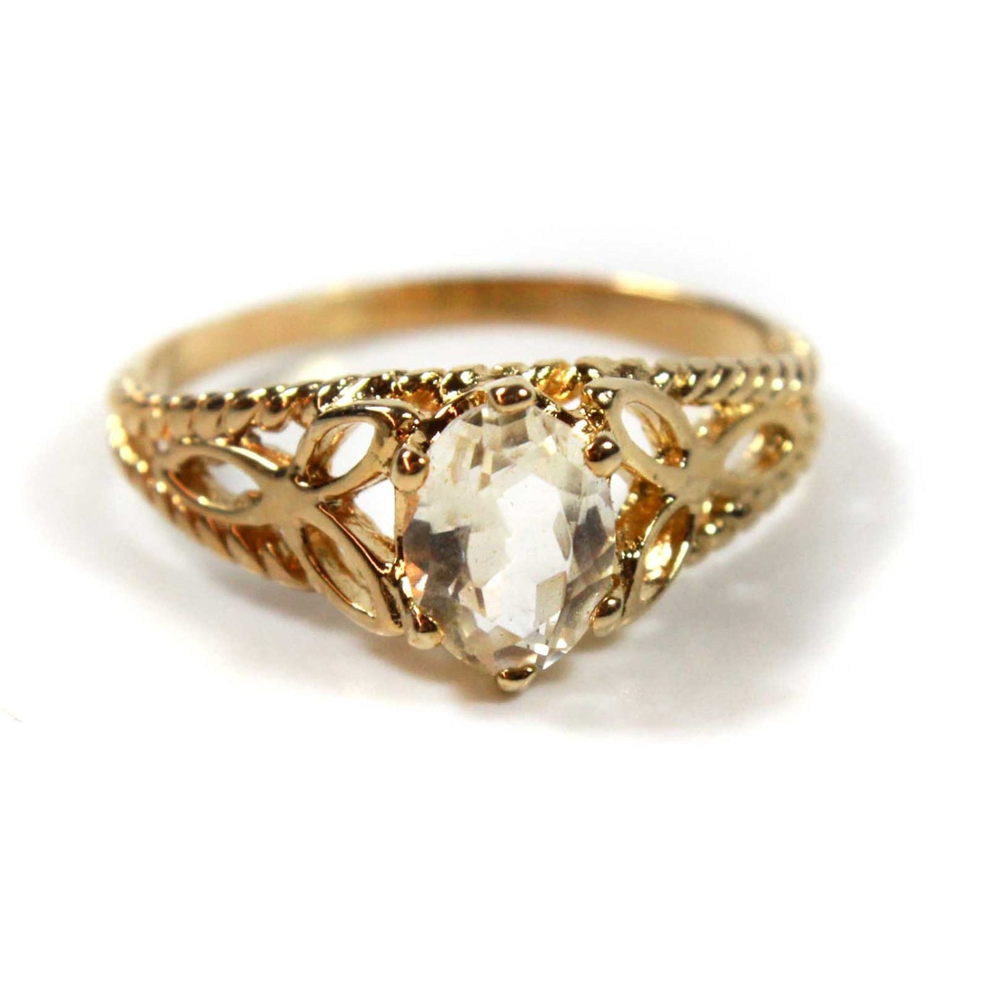 Vintage Ring Clear Swarovski Crystal 18k Gold Filigree Cocktail Ring Antique Womans Jewlery Size #R300 - Limited Stock - Never Worn