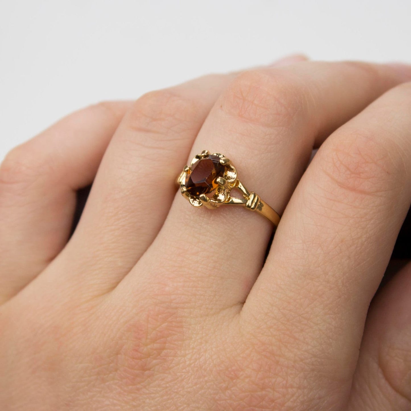 Vintage Ring 1970s Smoky Topaz Solitaire Ring 18k Gold November Birthstone Antique Womans Jewlery #R555 - Limited Stock - Never Worn