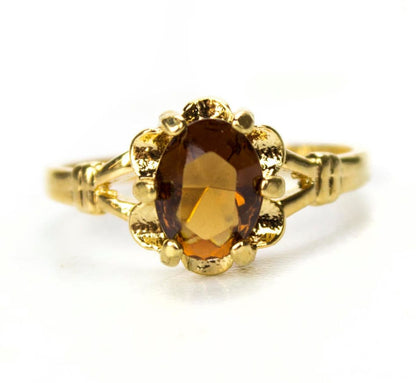 Vintage Ring 1970s Smoky Topaz Solitaire Ring 18k Gold November Birthstone Antique Womans Jewlery #R555 - Limited Stock - Never Worn