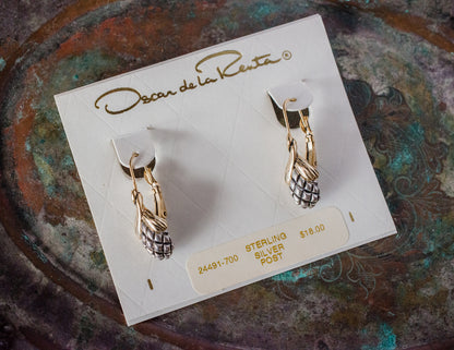 Oscar de la Renta Vintage Earrings Drop Earrings Two Tone