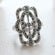 Vintage Genuine Marcasite Cocktail Ring 1800s Design 18k Antiqued White Gold Electroplate
