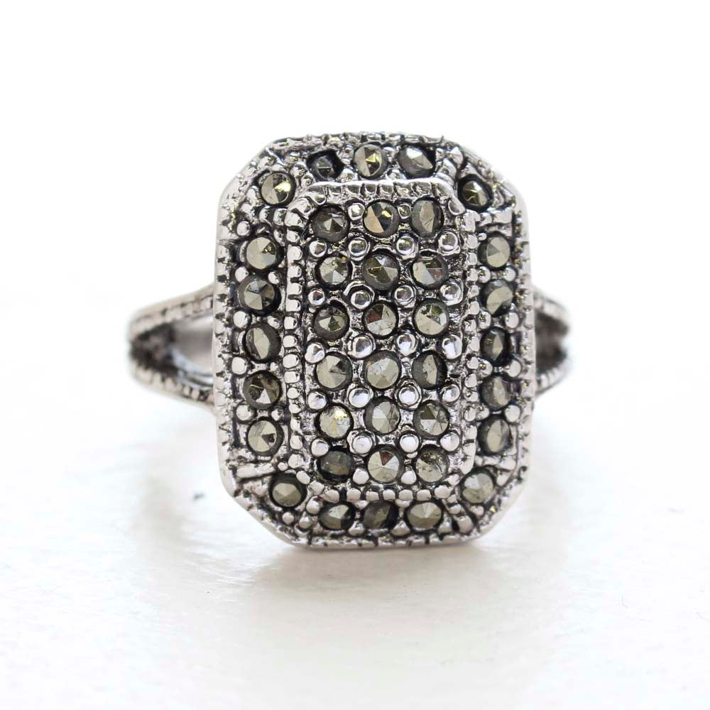 Women's Jewlery Vintage Rings Antiqued Genuine Marcasite Pavé Ring Made in the USA