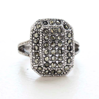 Women's Jewlery Vintage Rings Antiqued Genuine Marcasite Pavé Ring Made in the USA