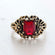Vintage Ring Emerald Cut Emerald Austrian Crystal 18kt Antiqued Yellow Gold Plated Filligree Ring