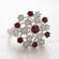 Vintage Ring Ruby Austrian Crystals and Pinfire Opals 18k White Gold Electroplate Made in the USA